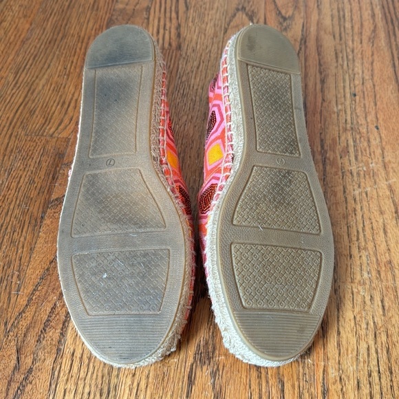 Tory Burch Cecily Pink Orange Sequins Embellished Flat Espadrille Shoes - Picture 8 of 9